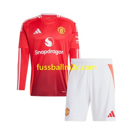Fußballtrikots Manchester United Kinder Heim Trikotsatz 2024-2025 Langarm